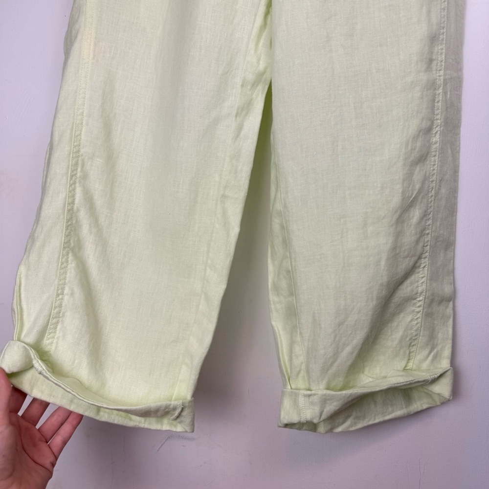 NWT J.Jill Love Linen Relaxed Pants Sz Large Lemon Lime Cuffed Hem - Picture 7 of 13